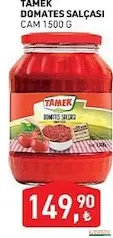 TAMEK DOMATES SALÇASI CAM 1500 G fiyat ve kampanya bilgisi